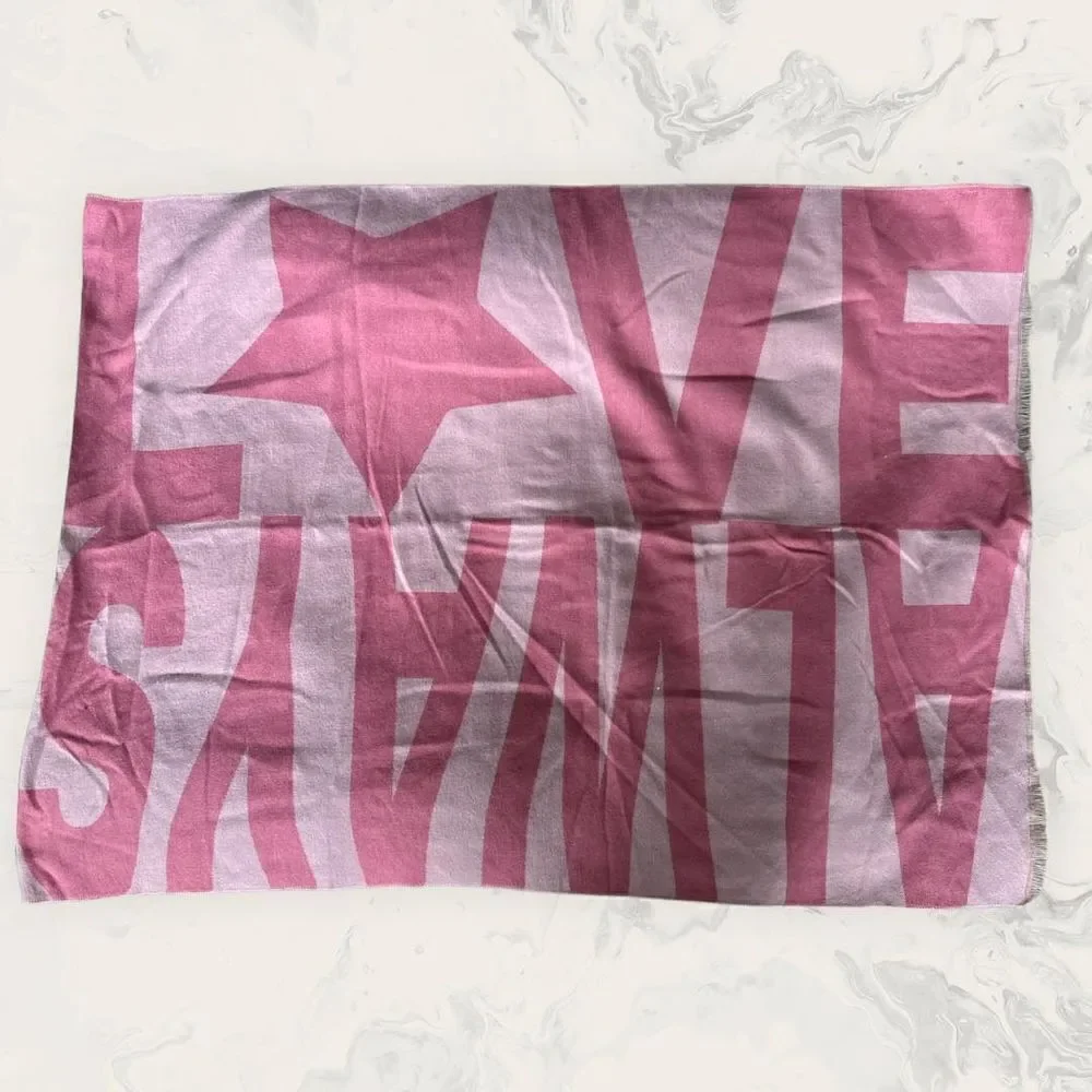 NWT BP. Bundle Blanket Scarf Wrap Word Play Pastel Green/Pink /Oversize/Love quo